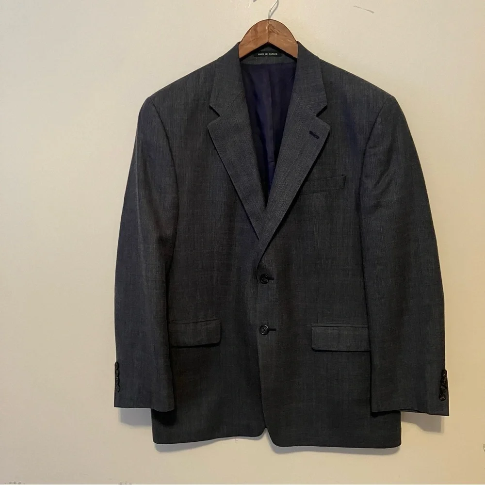 Lauren Ralph Lauren Blazer Suit Jacket Mens 42R Sports Coat Wool Silk Plaid Blue